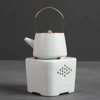 Белый PINNY, японский стиль, керамические чайные горшки, 250 мл, керамика, чайный горшок, светильник на спирте, плита, может сварить чай, спиртовая плита, чайный набор кунг-фу - Цвет: Белый