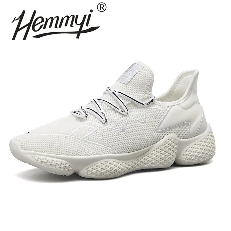 Hemmyi White Sneakers Couple Shoes Mesh Thick Bottom Mens Casual Spring/Autumn Breathable Sapatos Masculino Black | Обувь