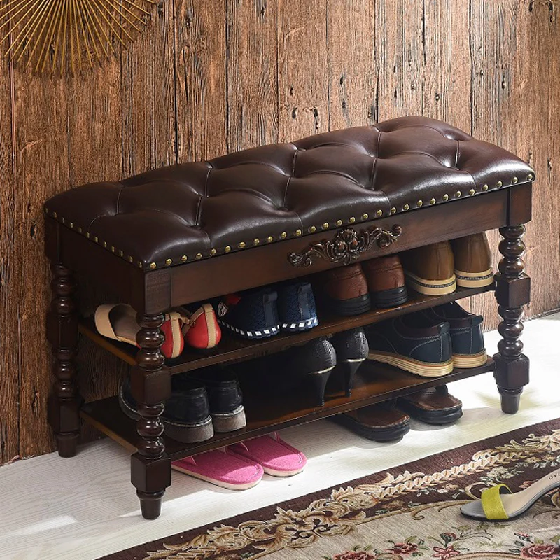 Сменная обувь табурет из цельного дерева для хранения крыльца подставка обуви