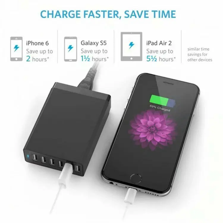 Настенное зарядное устройство NUOLIANXIN с 6 USB-портами быстрая зарядка через USB для