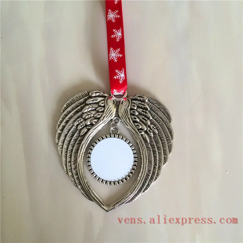 round Ancient silver Сублимация Рождественские Подарки Очаровательные Крылья Ангела персонализированные пустой горячей передачи печати расходные материалы 20 шт./лот - Окраска металла: round Ancient silver
