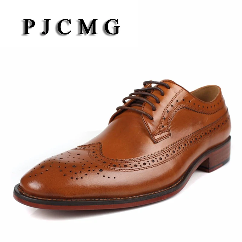 

2017 Brand fashion business genuine leather formal men dress black/brown wedding shoes men flats luxury for male Big Size 38-46