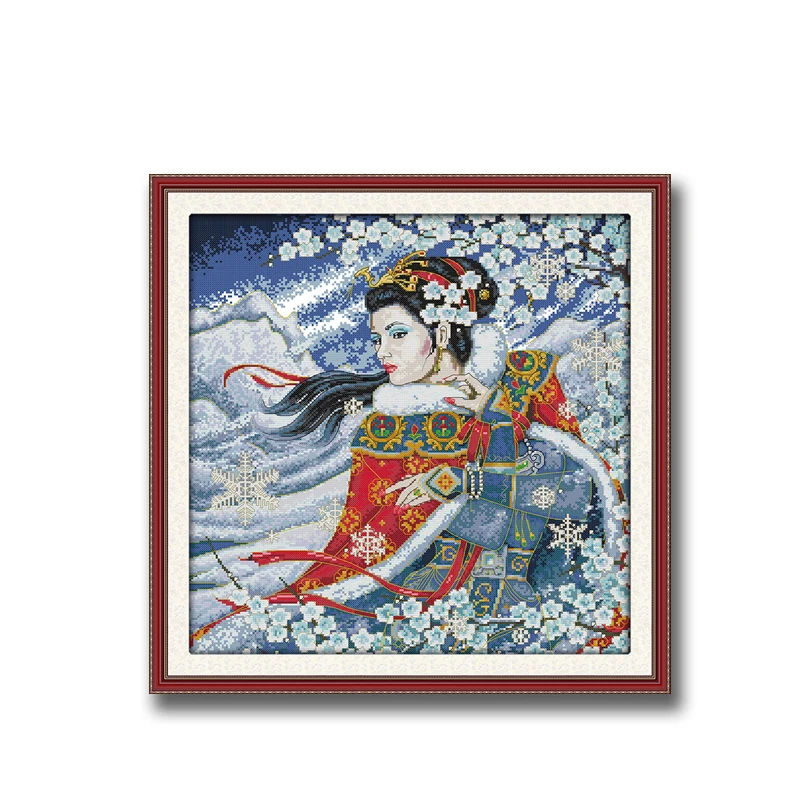 beauty in snow night girl decor Patterns 14CT 11CT Counted Cross Stitch Sets embroidery set Needlework kit chinese cross stitch | Дом и сад