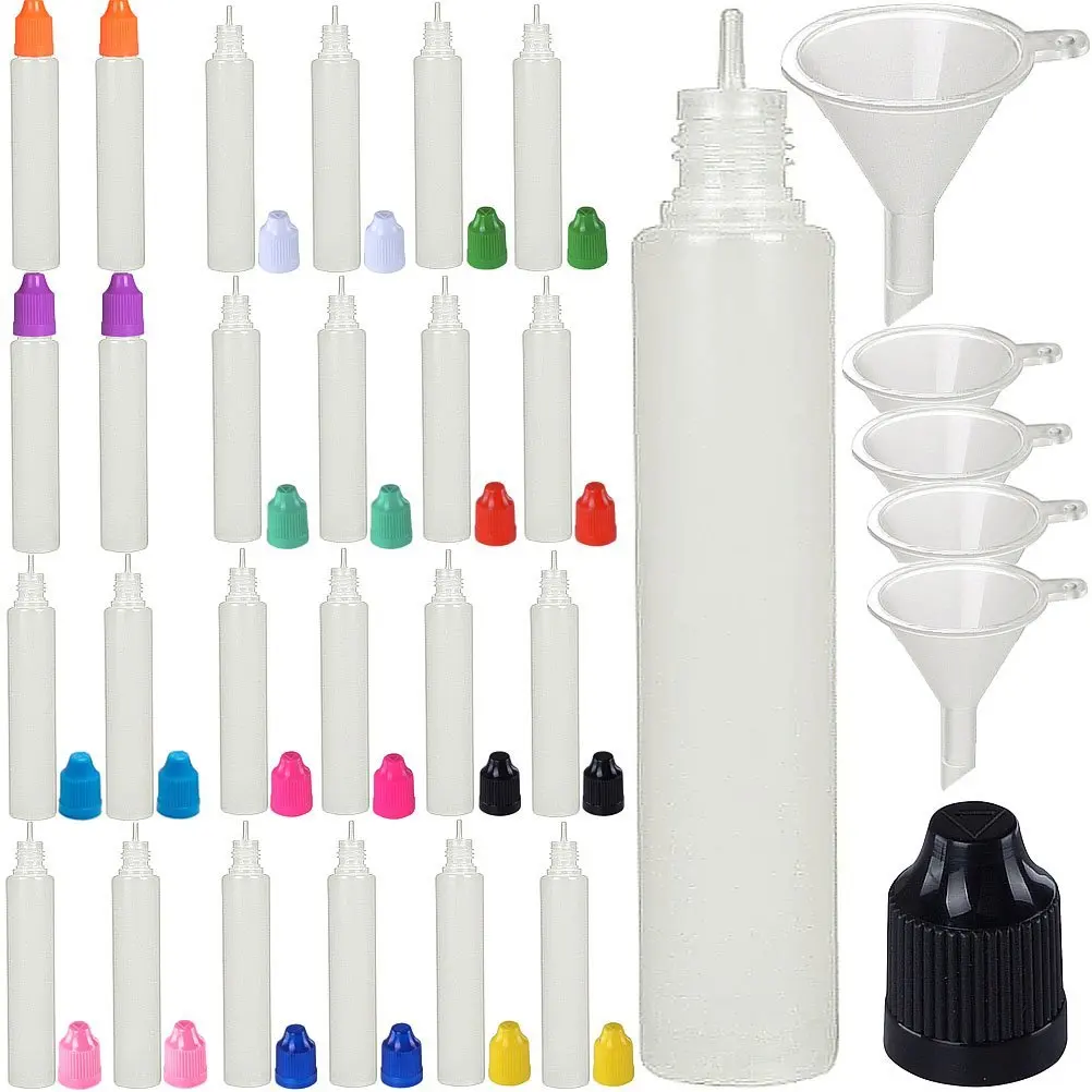 

100pcs 30ml LDPE Empty Pen type Plastic Squeezable Eye Dropper E Liquid Juice Refillable Bottles with 100 bottles of 20 funnels