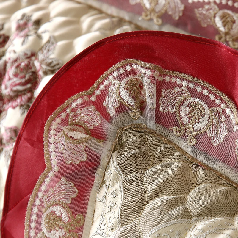 Wine Red Beige Luxury European Style High Quality Jacquard Fabric Lace edge Thick Blanket Bedspread Bed sheet pillowcases 3pcs | Дом и сад