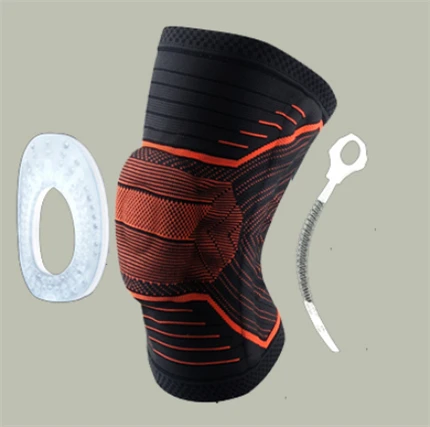 1 Piece Basketball Knee Pad Silicone Spring Grey Black Orange Blue Green Knee Brace Volleyball Running Patella Support L584 - Цвет: Orange