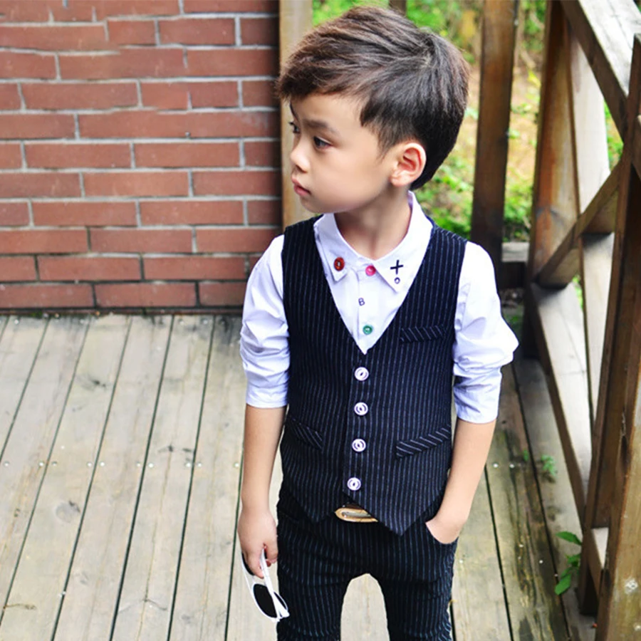 Новые модные черные костюмы для мальчиков регулярные костюм мальчик свадьба