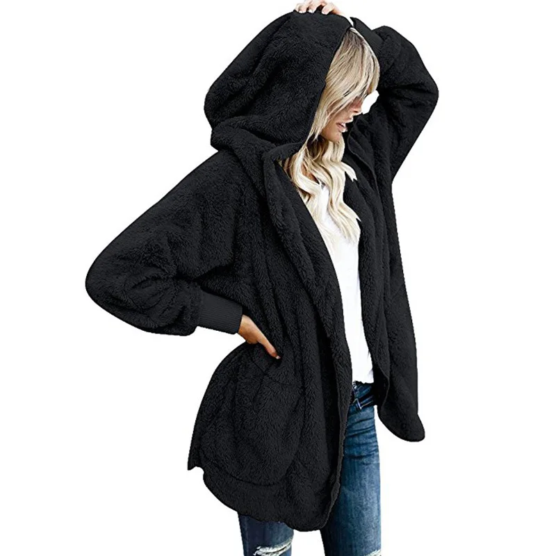 TEMOFON Fleece Sweater Women Cardigan Female Cotton Warm Long Veste Femme Kimono Hooded Fashion Coats ELD1166 |
