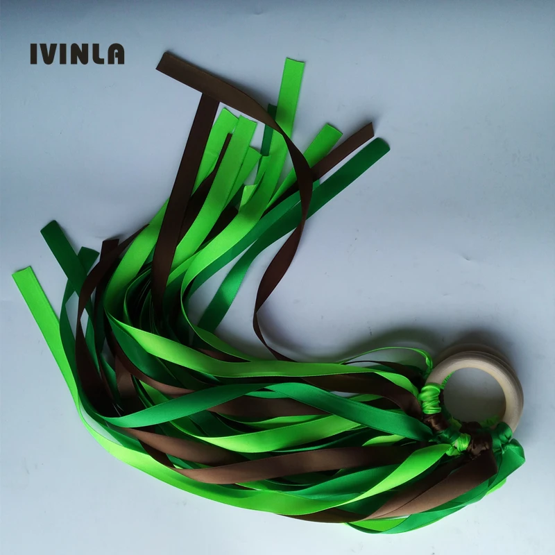 20 шт./лот зеленый цвет пятнистая лента деревянное кольцо Вальдорф с