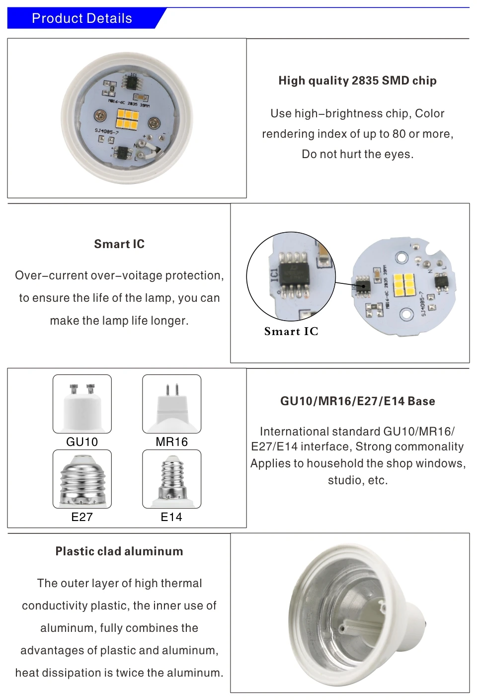 Лампада светодиодный лампы MR16 GU5.3 GU10 E27 E14 6W 220V 230V 240V Bombillas светодиодный светильник Точечный светильник Lampara Светодиодный точечный светильник 24/120 градусов