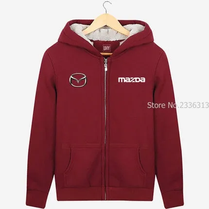 Толстые осенние и зимние толстовки с логотипом Mazda, комбинезоны, толстовки Mazda, утепленные пальто на молнии для влюбленных, мужские и женские куртки