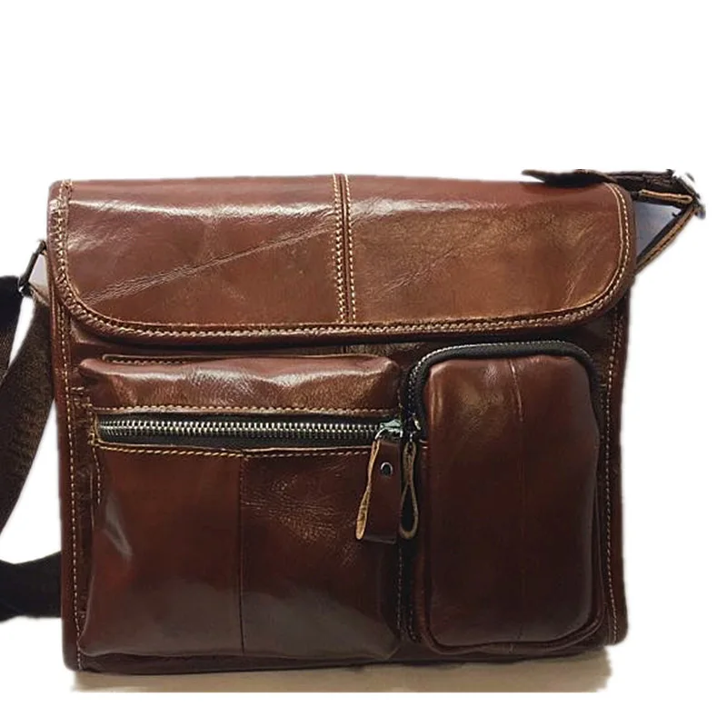 Мужская сумка из натуральной кожи Повседневная через плечо сумка-мессенджер с