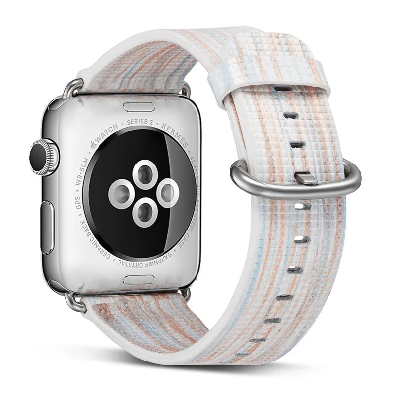 Красочные Радуга в полоску с Ремешок для Apple Watch ремень Пояса из натуральной кожи ремешок для iwatch серии 3 2 1 браслет 42 мм 38 мм