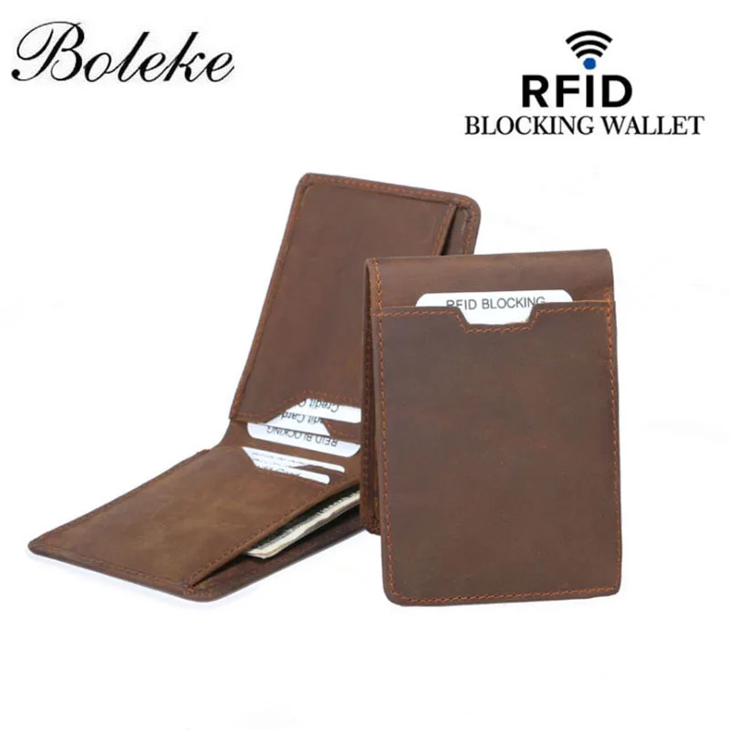 Rfid 100% натуральная кожа зажим для денег брендовый кошелек кожаный держатель Id