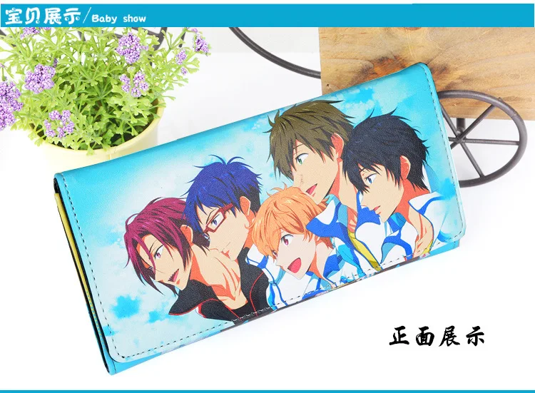 Аниме бесплатно! iwatobi плавать клуб длинный стиль PU кошелек w/Haruka/Makoto/Nagisa/Matsuoka