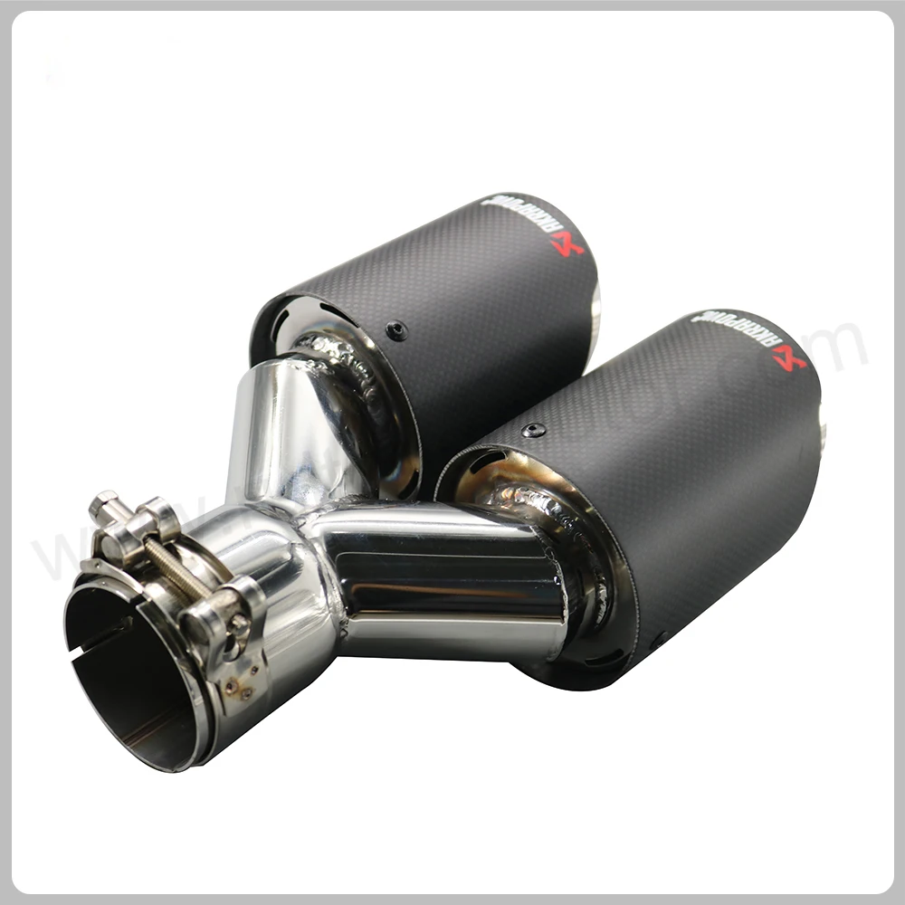 2 шт. Универсальный двойной AKRAPOVIC углеродное волокно выхлопной трубы из нержавеющей стали Модифицированная выхлопная труба