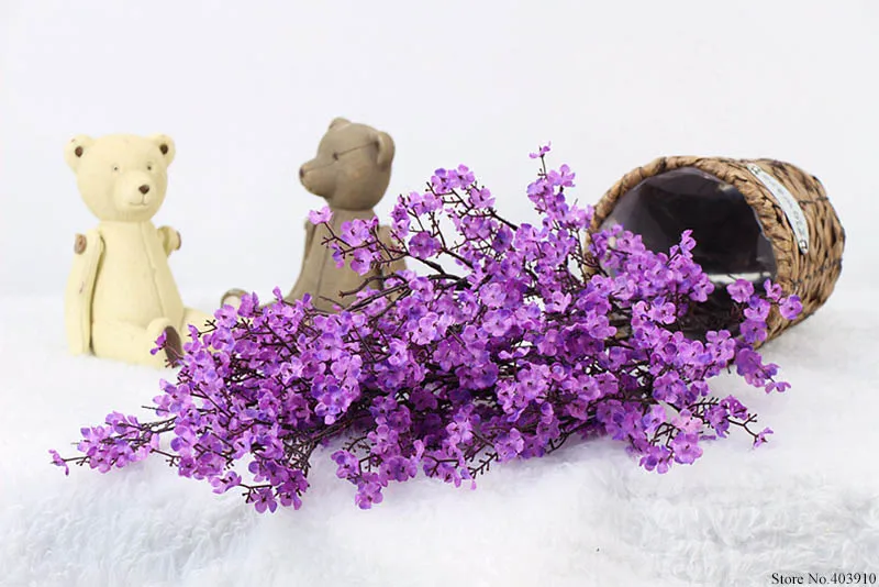 Purple 1pcs Искусственные цветы вишни, детские дышащие Гипсофилы, искусственные цветы, сделай сам, свадебное украшение, букет для дома, искусственные цветы, ветка - Цвет: Purple 1pcs