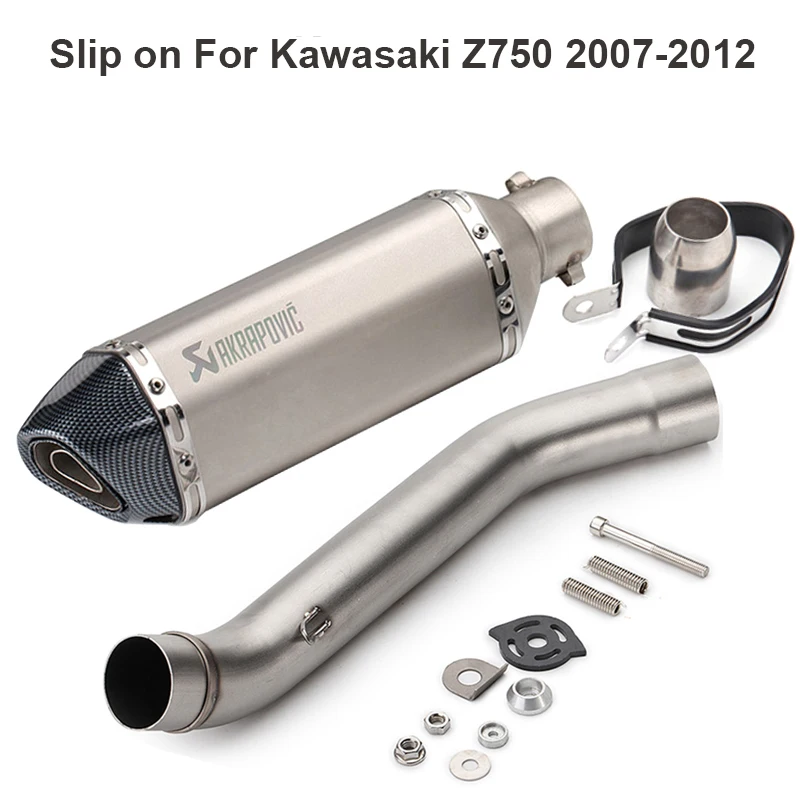 Для Kawasaki Z750 2007-2012 выхлопная система мотоцикла средней звеньевой трубы слипоны с