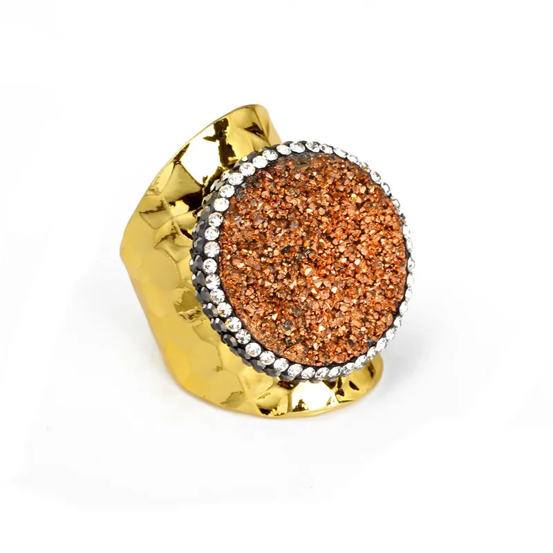 Новинка дизайнерские металлические кольца с натуральным драгоценным кварцем