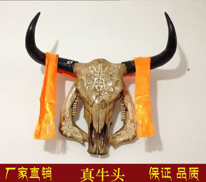Ручная работа с черепом яка оригинальное украшение головы быка крупный рогатого