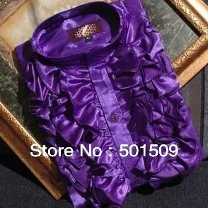 Бесплатная доставка фиолетовые/желтые/белые рубашки с гофрированным бантом