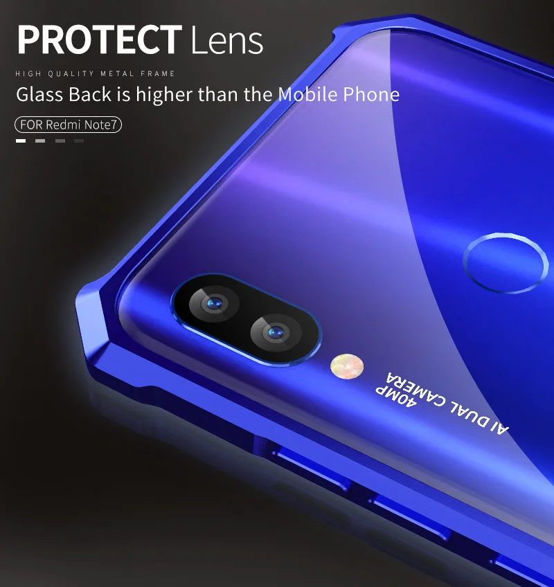 Роскошный Алюминиевый металлический чехол-бампер для Xiaomi Redmi Note 7 чехол противоударный жесткий чехол-рамка для Redmi Note 7 противоударный чехол для телефона