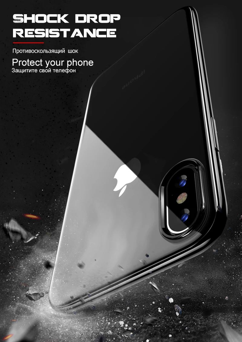 Прозрачный чехол для телефона iPhone X XS XR MAX 6 6S 7 8 plus 5 5S SE 5C силиконовый мягкий
