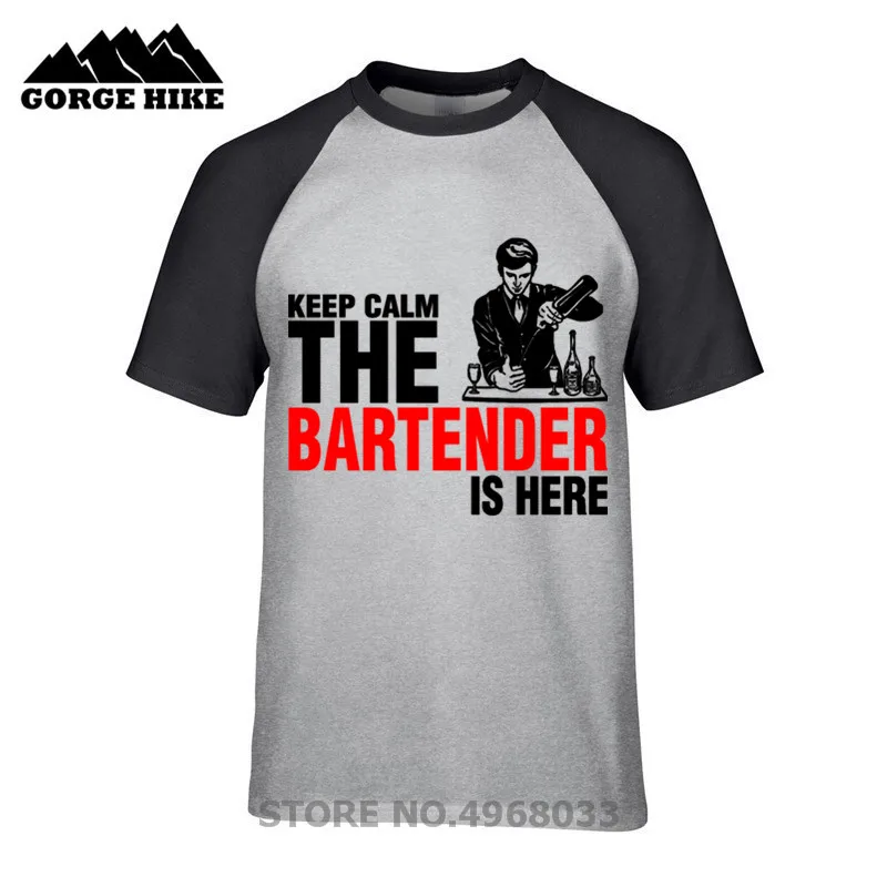 2019 летняя забавная Футболка с принтом Keep Calm The Bartender Is Here Фитнес Повседневная