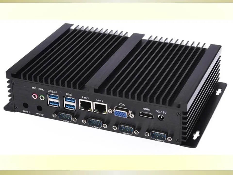 Kaufen Lüfterlose Mini-pc Industrie-pc Mit USB 3.0 Dual Gigabit Lan 4 COM HDMI Intel Celeron C1037U Core I5 3317U Windows 10 Linux