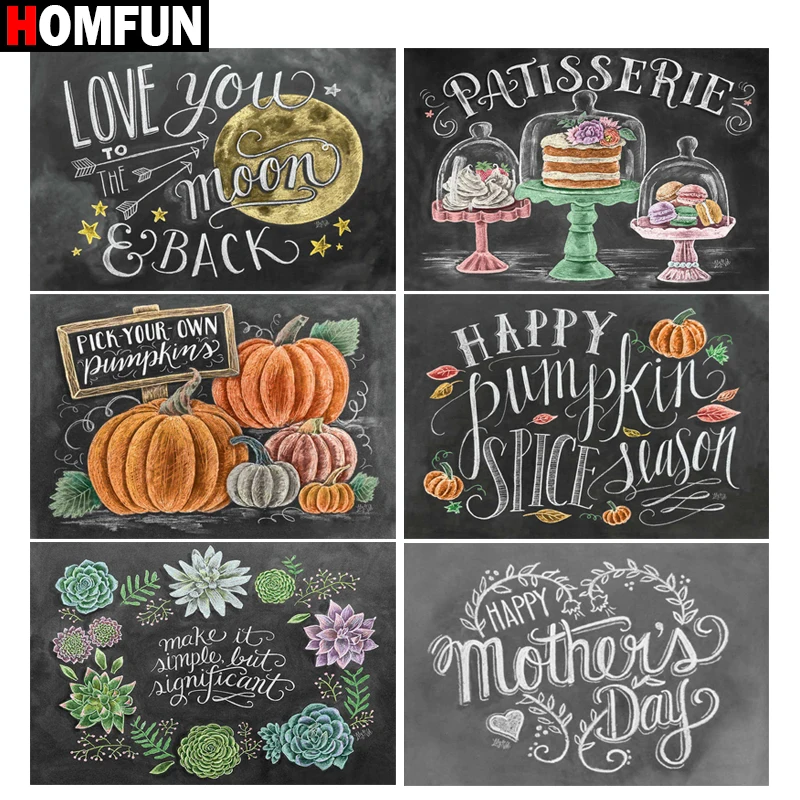 

HOMFUN Full Square/Round Drill 5D DIY Diamond Painting "Text landscape" 3D Embroidery Cross Stitch 5D Home Decor Gift