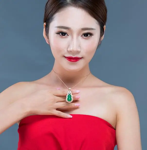 Ожерелье с подвеской из серебра 925 пробы ожерелье натурального зеленого