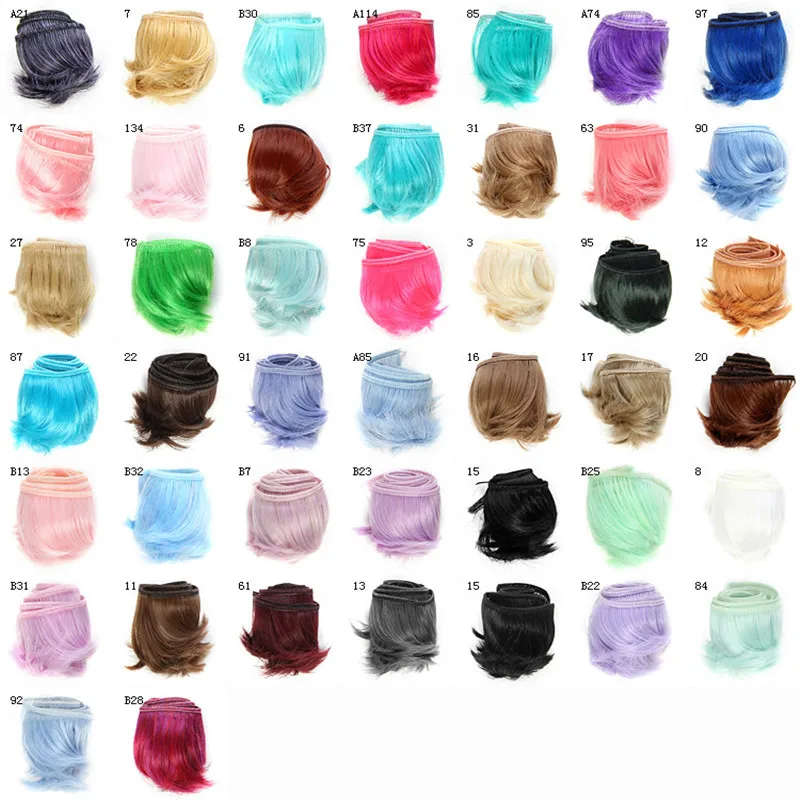 Горячая продажа 5 см * 100 куклы парики выстрел волосы аксессуары для 15 цветов