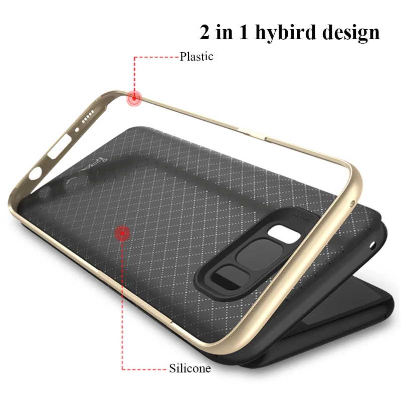 iPaky For Samsung Galaxy S8 Case Silicone Soft Back Cover PC Frame Rugged Armor Fundas Plus Phone Cases |