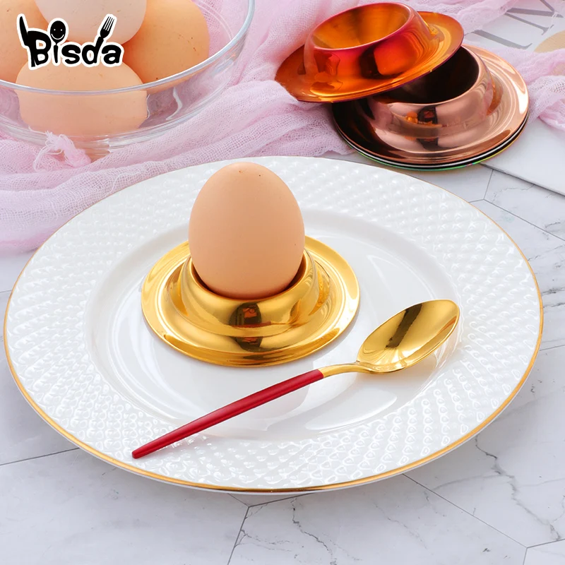 Egg Cup Holder Stainless Steel Egg Tray Kitchen Utensil Breakfast Pudding Egg Cup Golden Caviar Sauce Cup Handy Kit Dinnerware