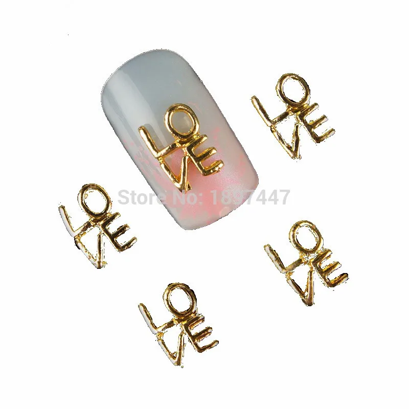

30 Pcs 3D Nail Tools Gold Letters LOVE Rhinestone For Nails metal Alloy Nail Art Decorations Glitters Nail Jewelry