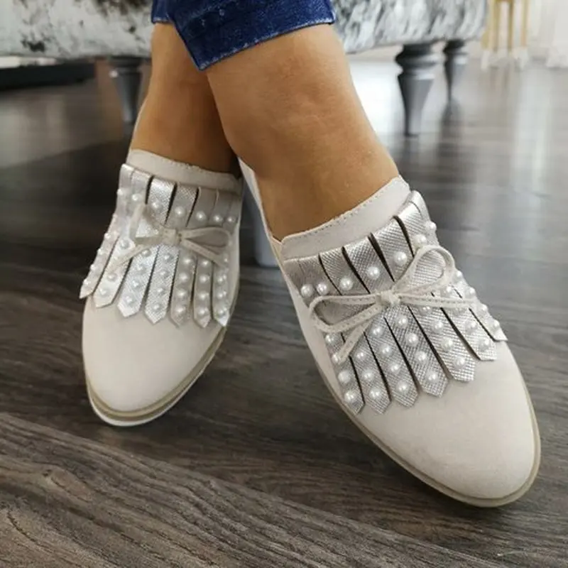women summer flats shoes casual shoe woman round toe gladiator vintage luxury bead leather zapatos mujer sapato chaussure C03375 | Обувь