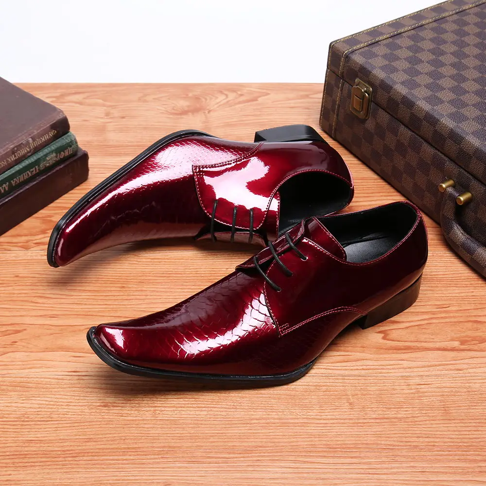 Классические мужские туфли sapato masculino из натуральной кожи Красной змеиной