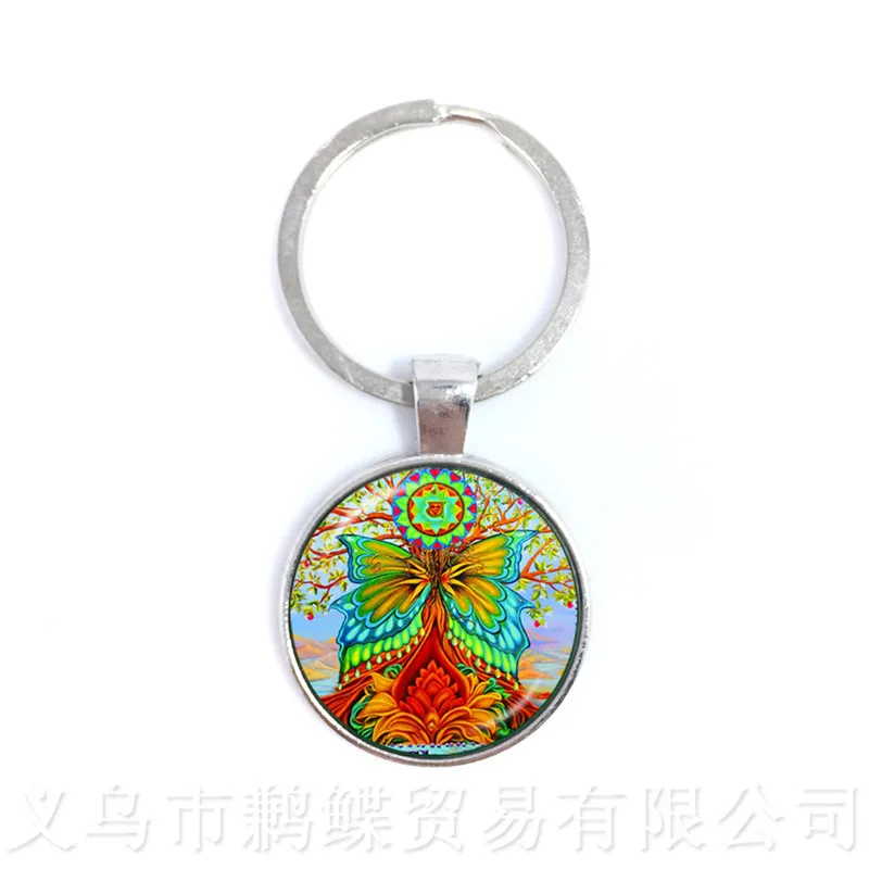 Стеклянные брелки с рисунком деревьев и бабочек европейские американские