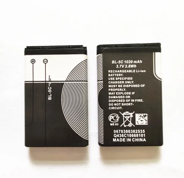 2 шт./лот 1020 мА/ч BL 5C BL5C запасная батарея для Nokia 1208 1209 1255 1280 1315 1600 1616 1650 6267 E60 N70 N71