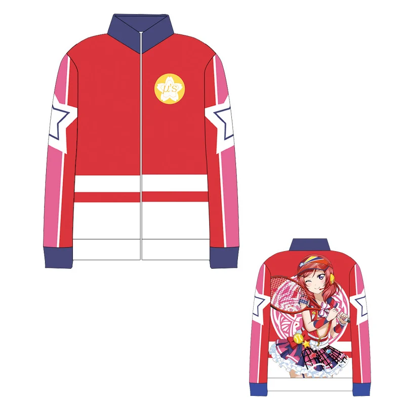 LoveLive! U Hoshizora Rin куртка Косплэй костюм Любовь в прямом эфире свитер с капюшоном Для мужчин Для женщин Демисезонный модные Повседневное Спортивная