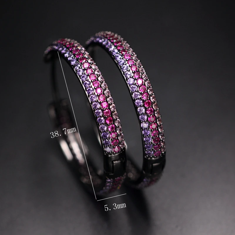 Роскошные Разноцветные серьги большой круг обруч полностью покрытые фианитом