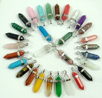 natural stone quartz crystal opal turquoises aventurine charms chakra pendants for diy jewelry making necklace accessories100pcs