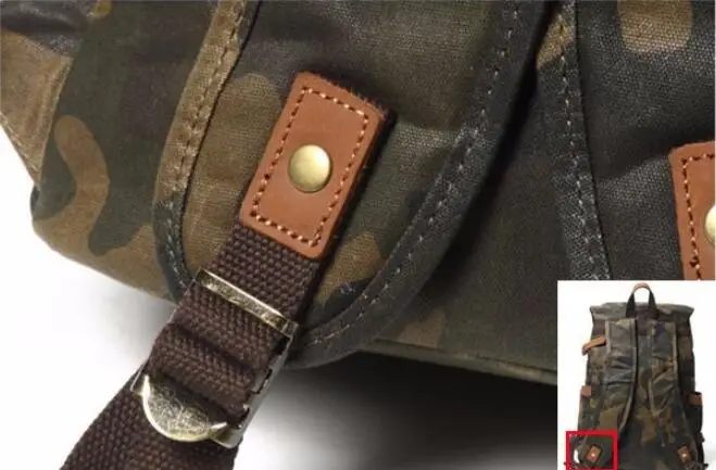 Men Vintage Waterproof Travel Camouflage Backpack Retro High Quality Wax Canvas School Bag Teenager College Leisure Bookbag