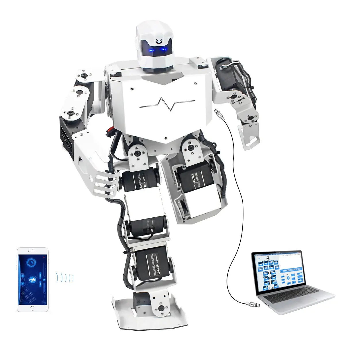 LewanSoul H3S 16DOF Biped Humanoid Robot Kit с бесплатным приложением MP3 модулем подробное видео