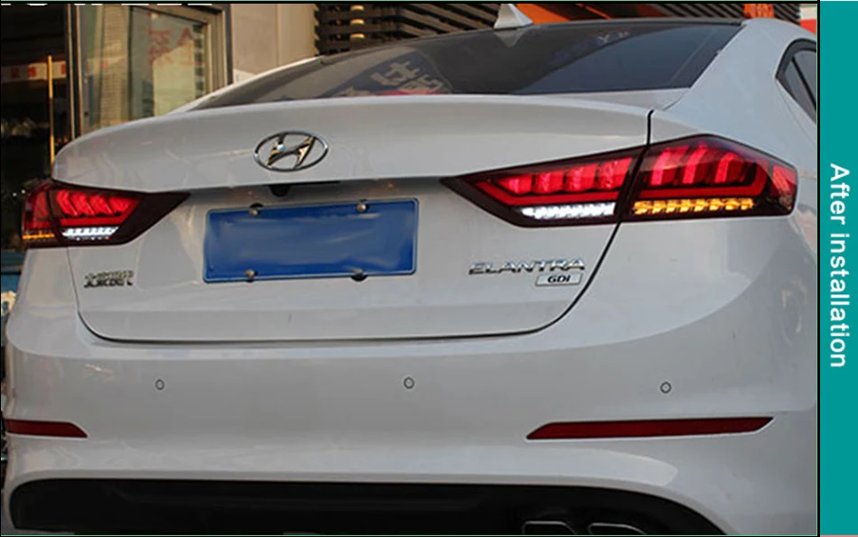 Автомобильный Стайлинг для hyundai ELANTRA светодиодная сигнальная лампа задний фонарь светодиодные задние фары DRL+ тормоз+ Реверсивный динамический сигнал поворота