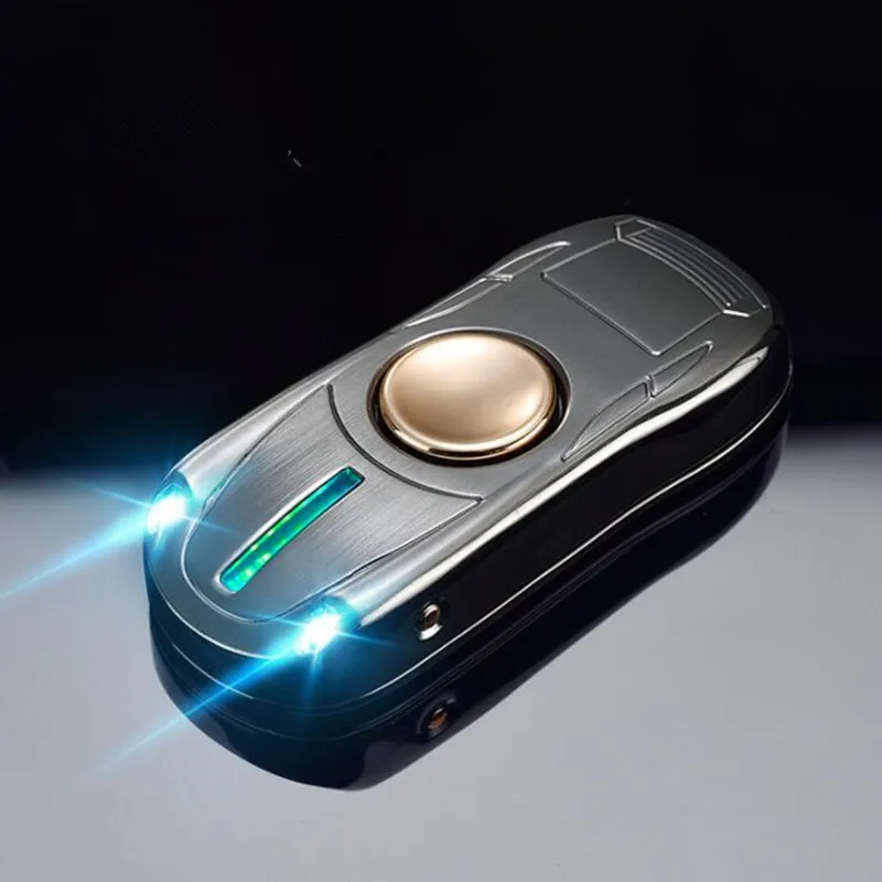 Модель автомобиля гироскоп зарядка через USB Электронная сигарета зажигалка Спиннер ветрозащитный негорящий без газа зажигалки для сигар Подарочные игрушки