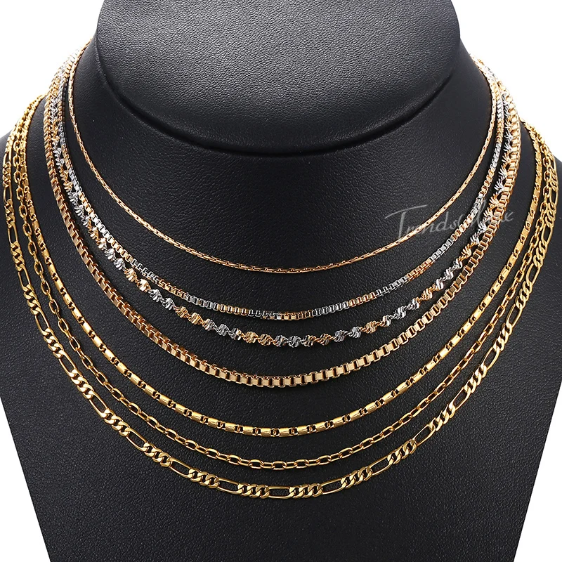 Женское Ожерелье золотая коробка Rolo Figaro цепочка ожерелья для женщин ювелирные