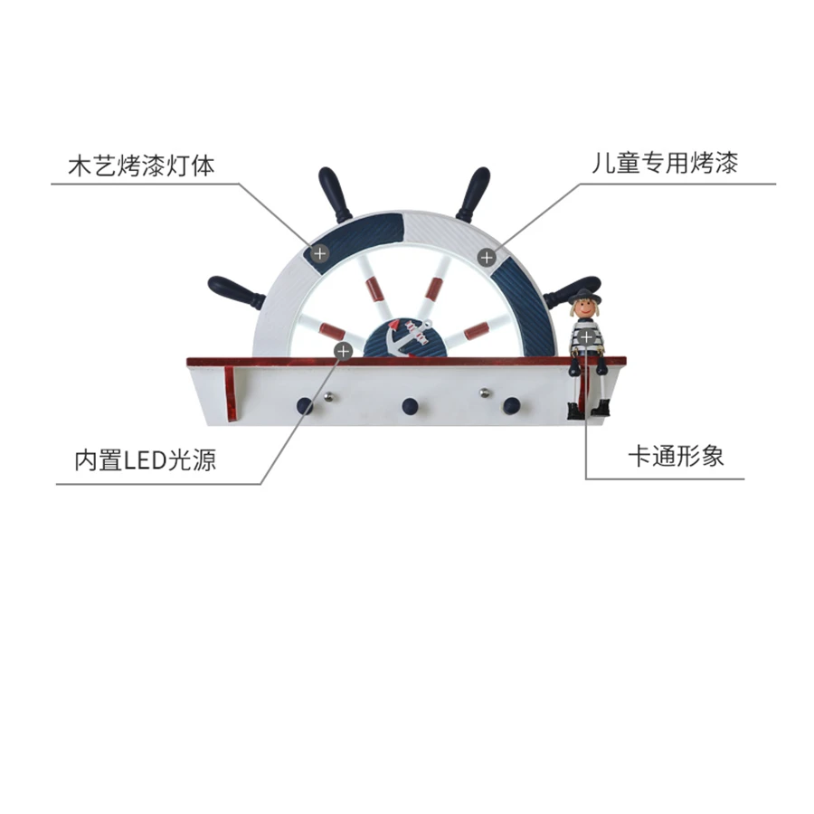 Светодиодный настенный светильник с морским рулем в средиземноморском стиле