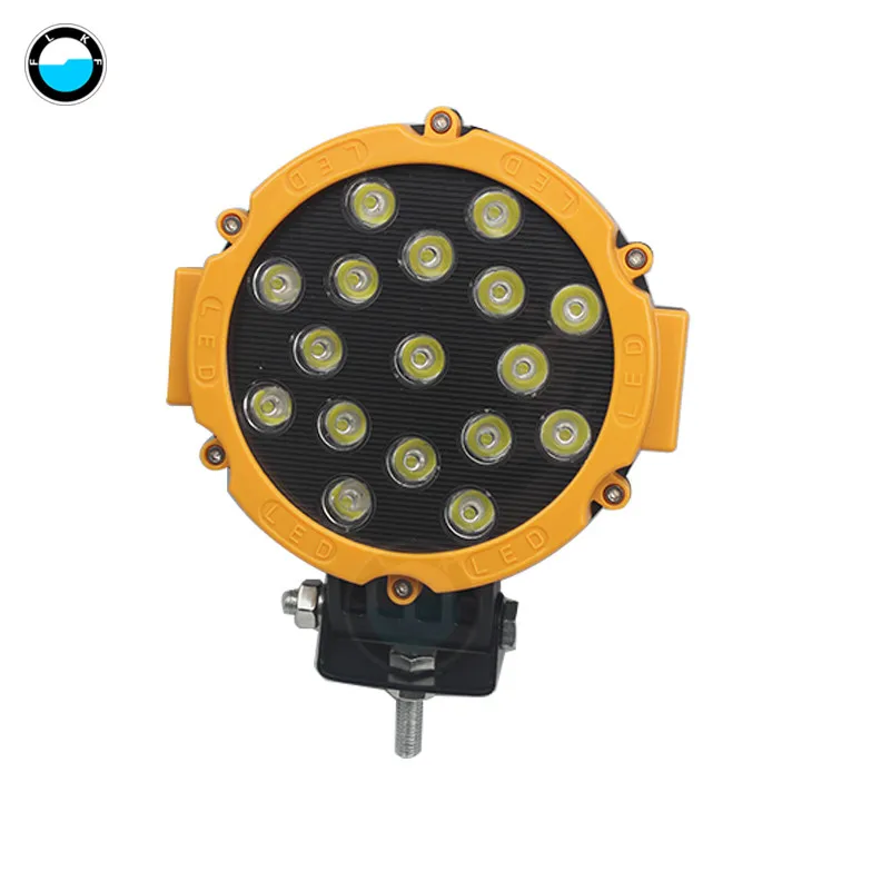 1 pcs yellow 7-дюймовый светодиодный рабочий светильник 12 В/24 В высокой мощности для 4x4 внедорожный грузовик трактор ATV SUV Вождение " 51 Вт круглый светодиодный светильник - Цвет: 1 pcs yellow