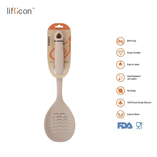 Skimmer-Ivory White Liflicon силиконовый шлицевой скиммер совок в целом силиконовая крышка ситечко Совок Дуршлаг антипригарный, термостойкий, можно мыть в посудомоечной машине - Цвет: Skimmer-Ivory White